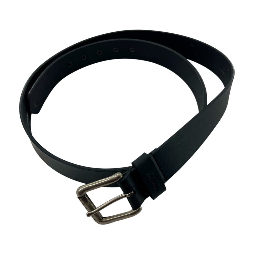 Wrangler Black Genuine Leather Western Style Plain Work Belt Size 46 - Picture 2 of 8